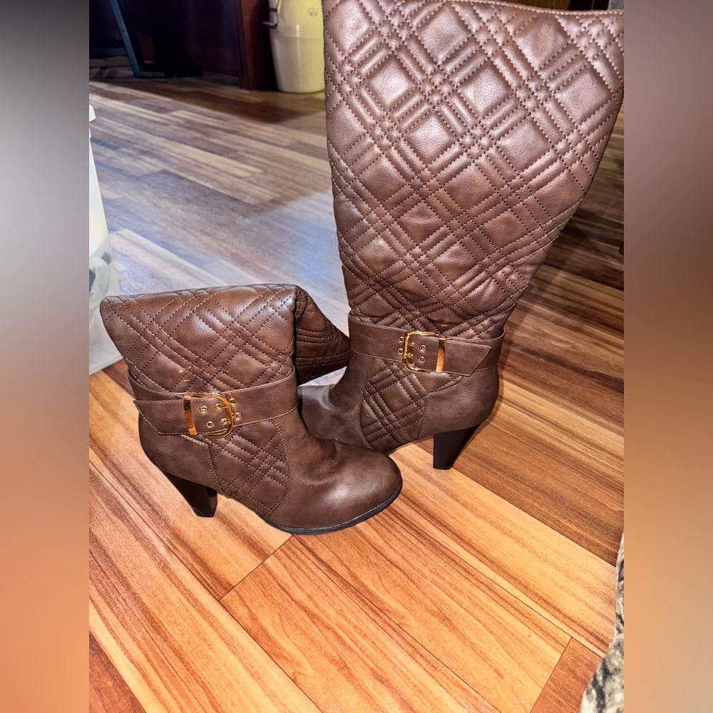 TOP Moda Chocolate Quilted Heeled Boots